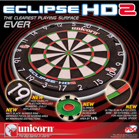 UNICORN Eclipse HD 2 Dartboard – Professional – TV Edition – HD2 - KIBI SPORTS