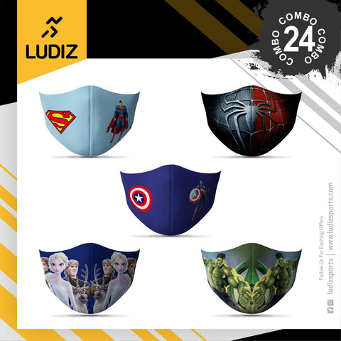 Ludiz Premium Designer Face Masks 5 in 1 Combo – Combo 24 - KIBI SPORTS