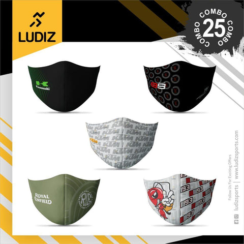 Ludiz Premium Designer Face Masks 5 in 1 Combo – Combo 25 - KIBI SPORTS