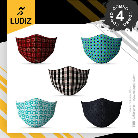 Ludiz Premium Designer Face Masks 5 in 1 Combo – Combo 4 - KIBI SPORTS