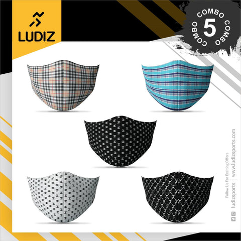 Ludiz Premium Designer Face Masks 5 in 1 Combo – Combo 5 - KIBI SPORTS