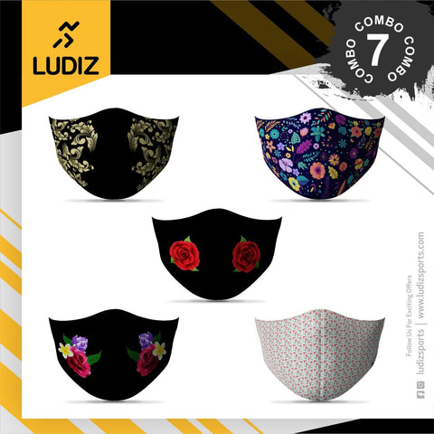 Ludiz Premium Designer Face Masks 5 in 1 Combo – Combo 7 - KIBI SPORTS