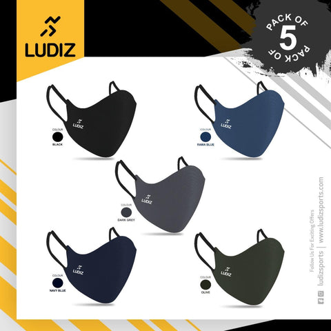 Ludiz Premium Reusable Face Masks with Ultra Soft Ear Loops (Pack of 5) - KIBI SPORTS