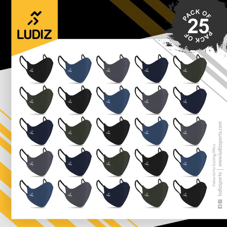 Ludiz Premium Reusable Face Masks with Ultra Soft Ear Loops (Pack of 25) - KIBI SPORTS