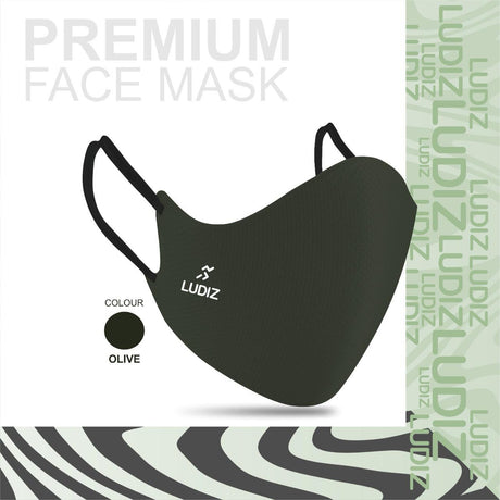 Ludiz Premium Reusable Face Masks with Ultra Soft Ear Loops – OLIVE GREEN (Pack of 1) - KIBI SPORTS