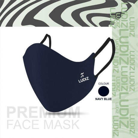 Ludiz Premium Reusable Face Masks with Ultra Soft Ear Loops – NAVY BLUE (Pack of 1) - KIBI SPORTS