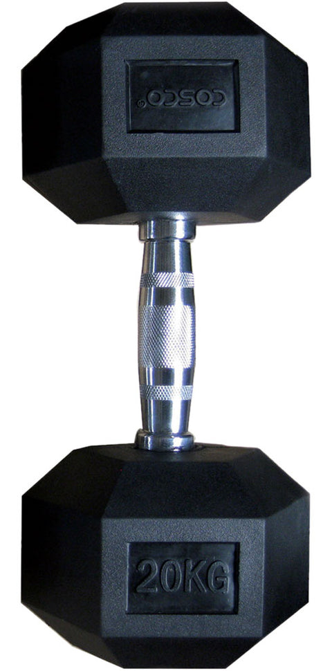 Cosco Hexagonal Rubber Dumbbell, 20Kg | KIBI Sports